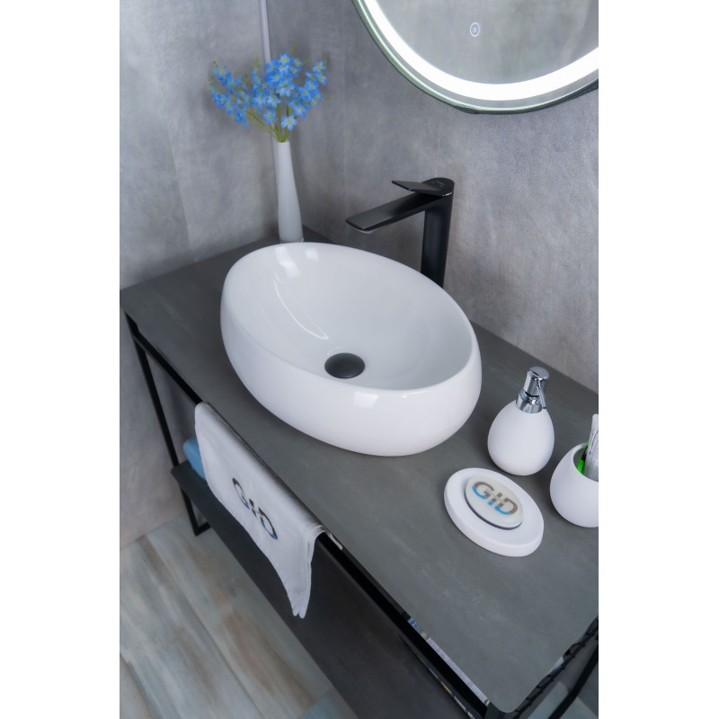 Раковина Gid N9030b 51115 накладная белая 48x34x15