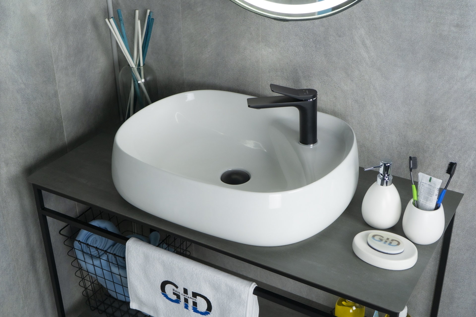 Раковина Gid N9048 51185 накладная белая 59x46x15