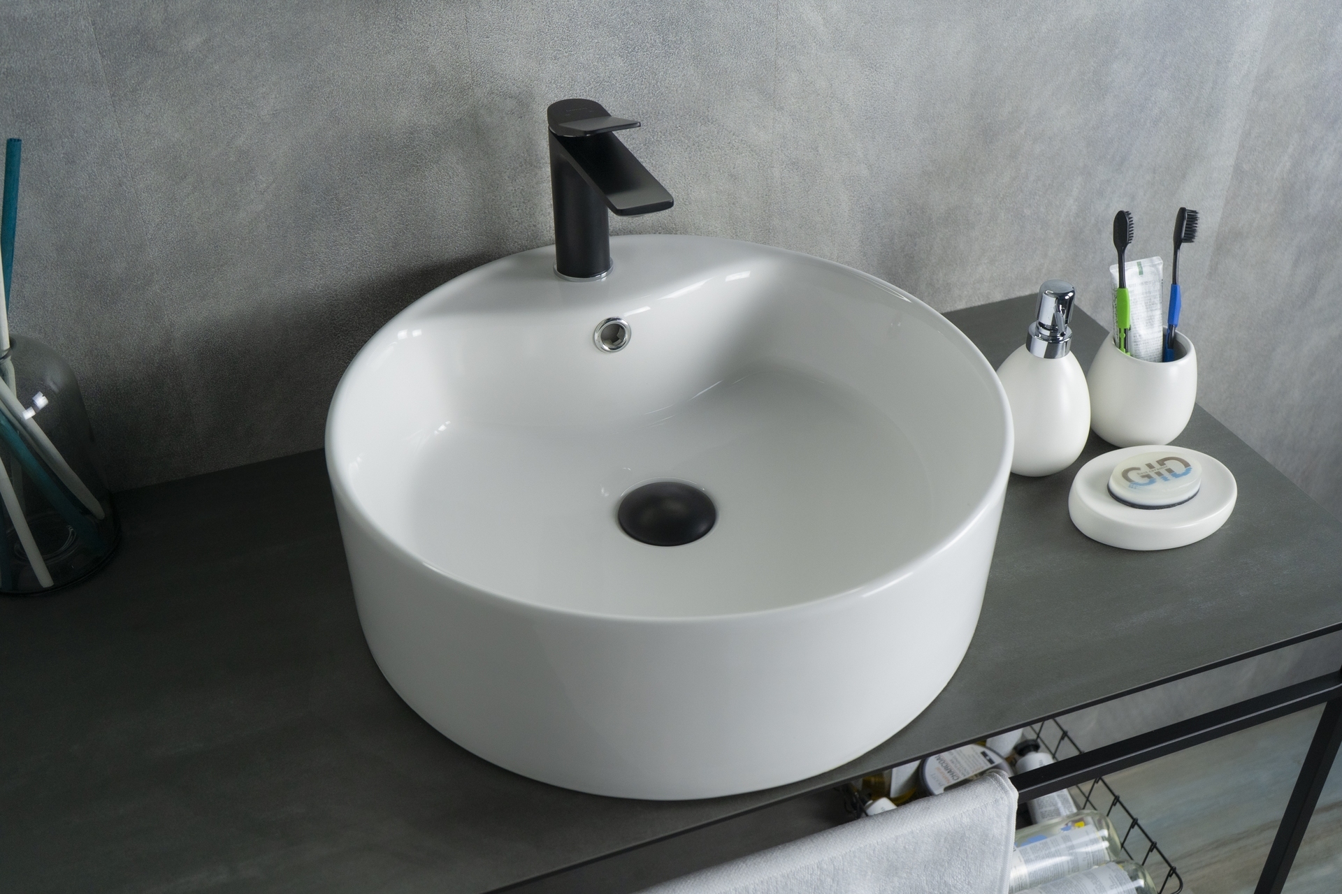 Раковина Gid N9008b 51104 накладная белая 46x46x16