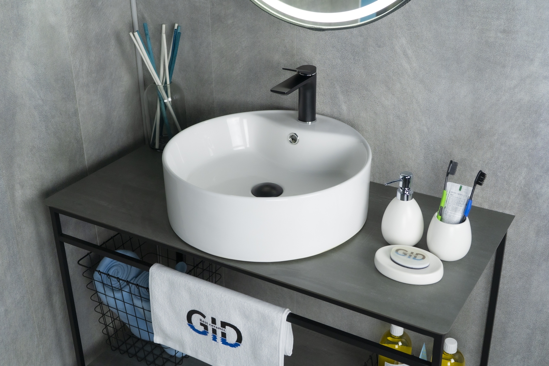 Раковина Gid N9008b 51104 накладная белая 46x46x16