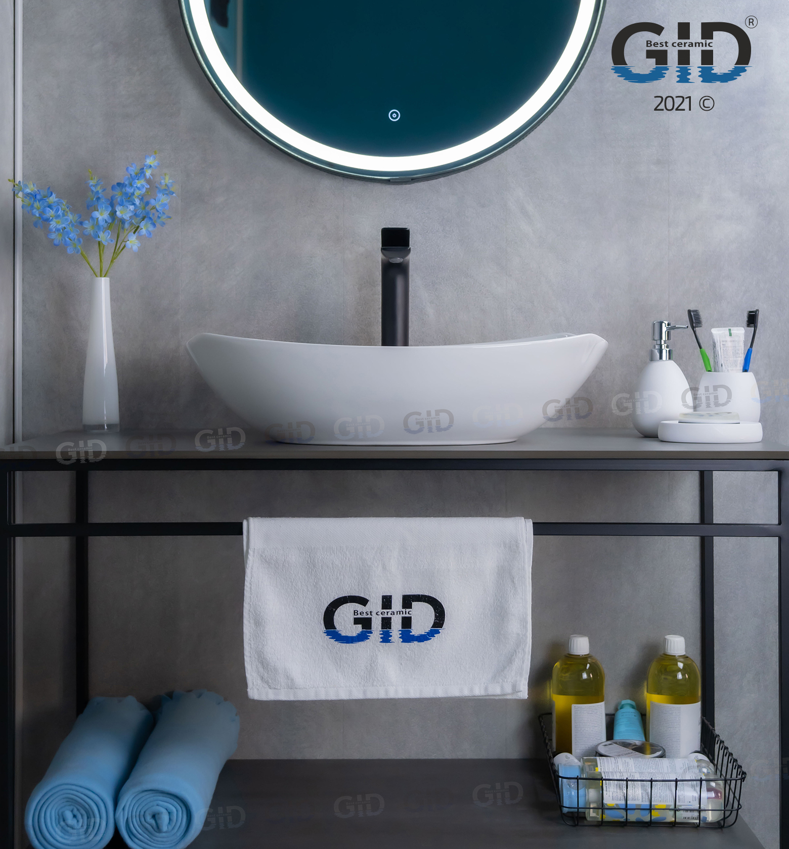 Раковина Gid N9137 51177 накладная белая 56x40x16
