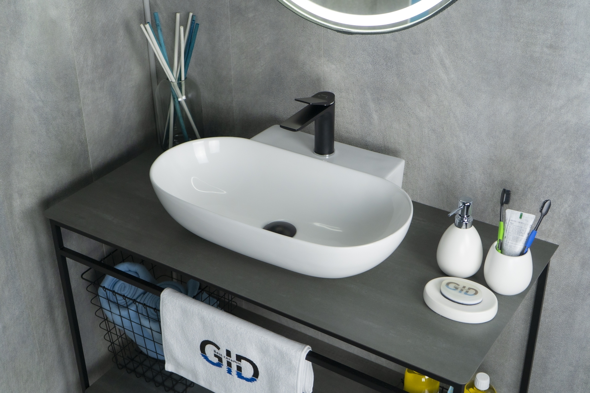 Раковина Gid N9234 51133 накладная белая 56x39x12.5