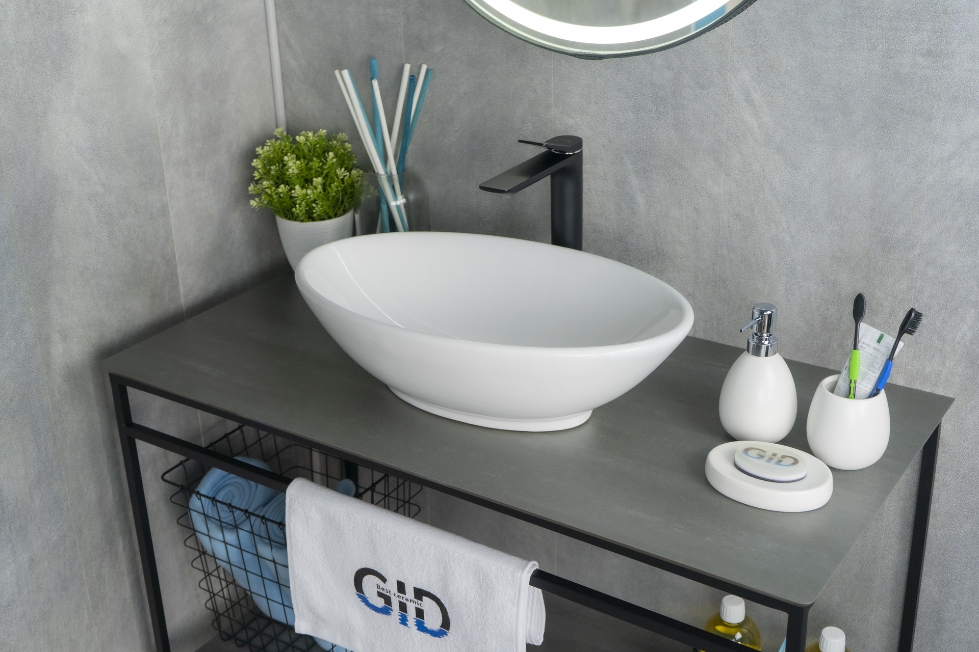 Раковина Gid N9021 51109 накладная белая 52x32x14