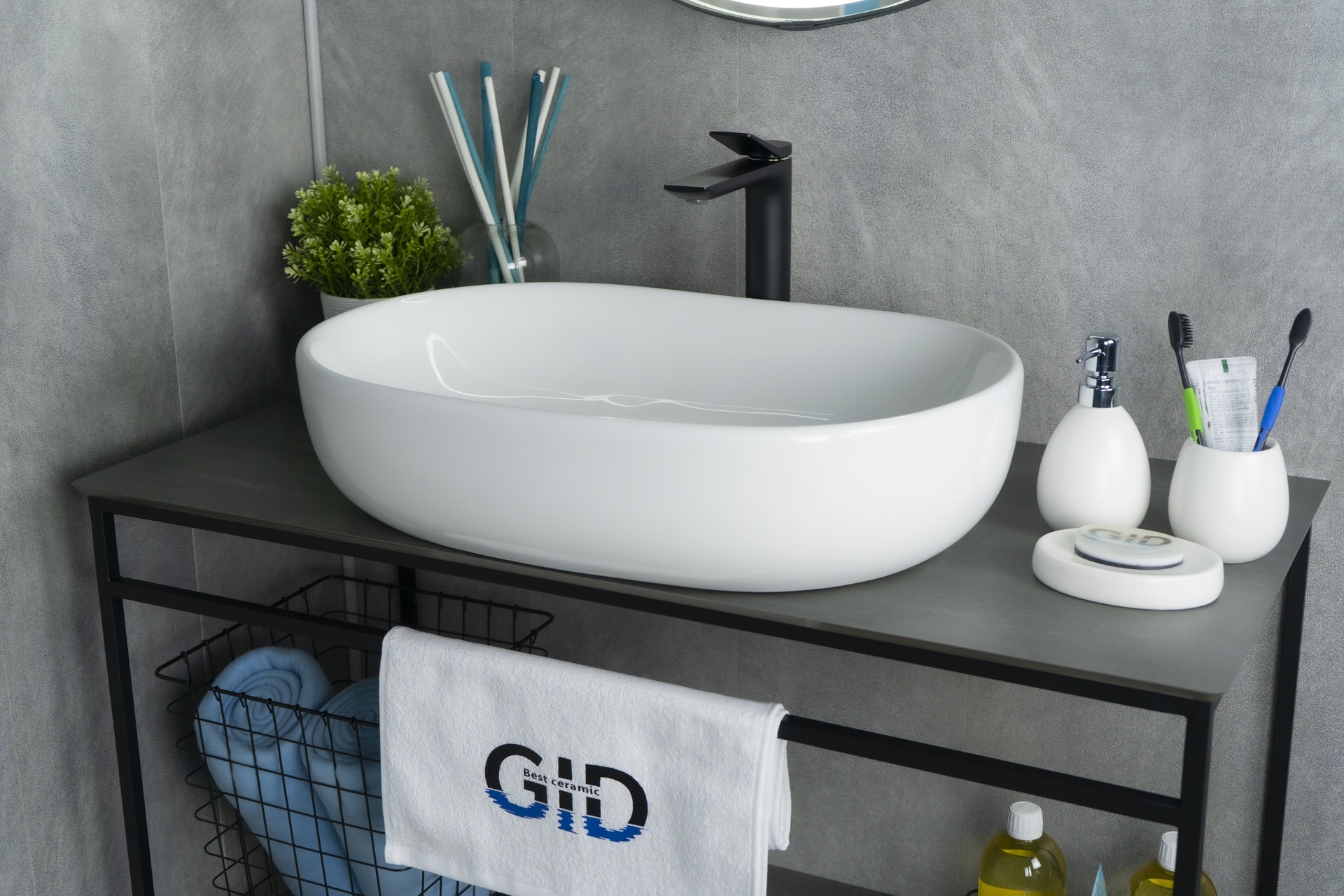 Раковина Gid N9026a 51112 накладная белая 60x40x15