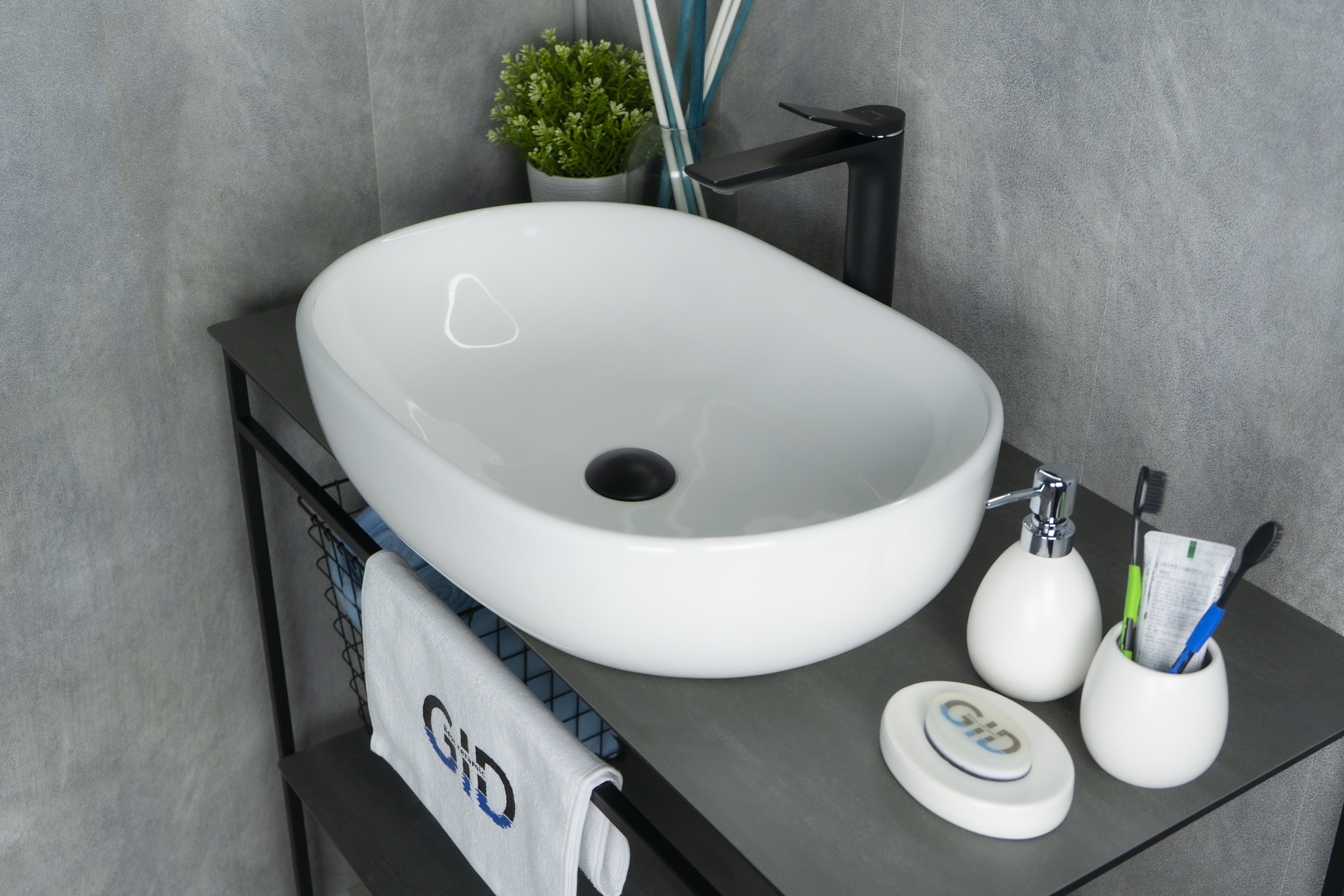 Раковина Gid N9026a 51112 накладная белая 60x40x15