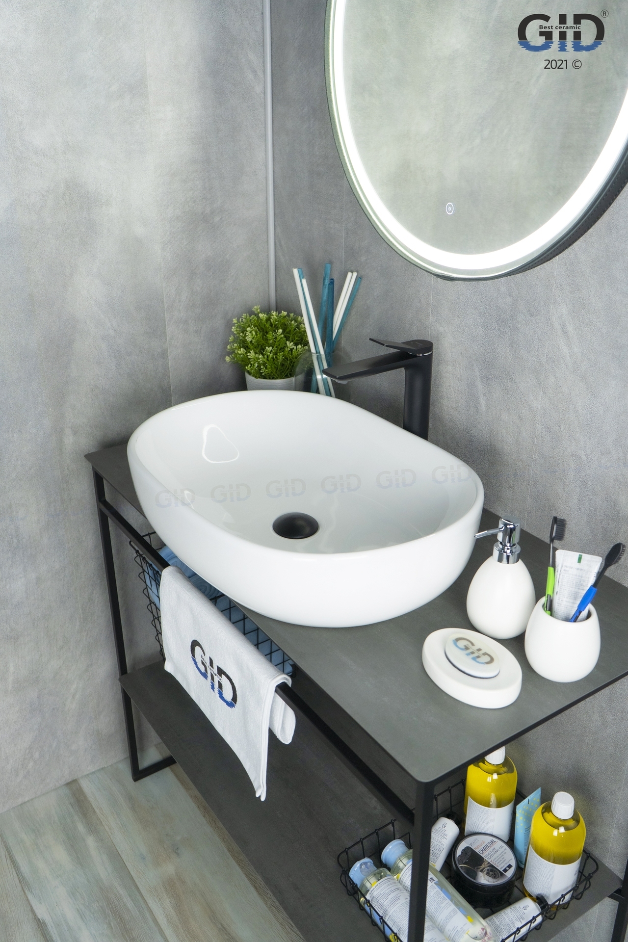 Раковина Gid N9026a 51112 накладная белая 60x40x15