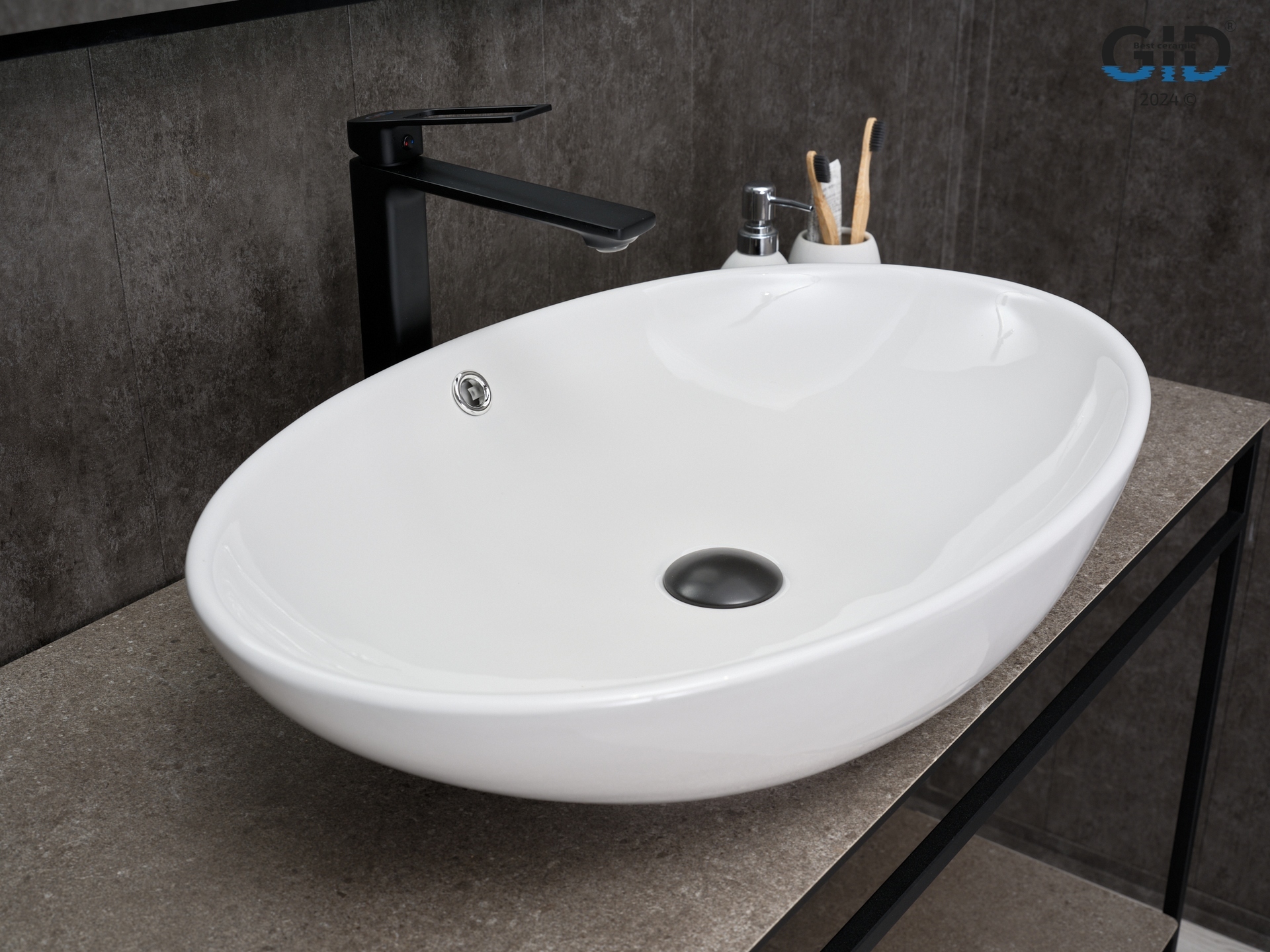 Раковина Gid N9007 51207 накладная белая 63.5x41.5x15
