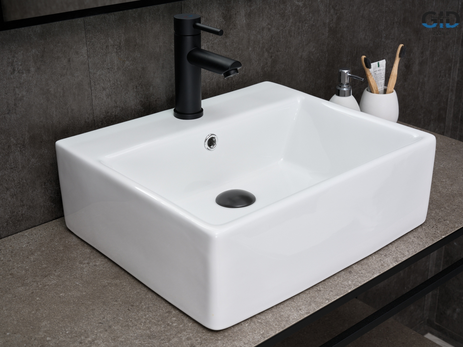 Раковина Gid N9145 51214 накладная белая 45.5x40x15