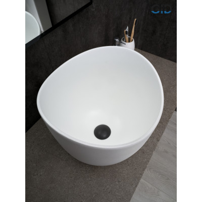 Раковина Gid N9303wg 51221 накладная белый матовый / белый графит 36x36x32