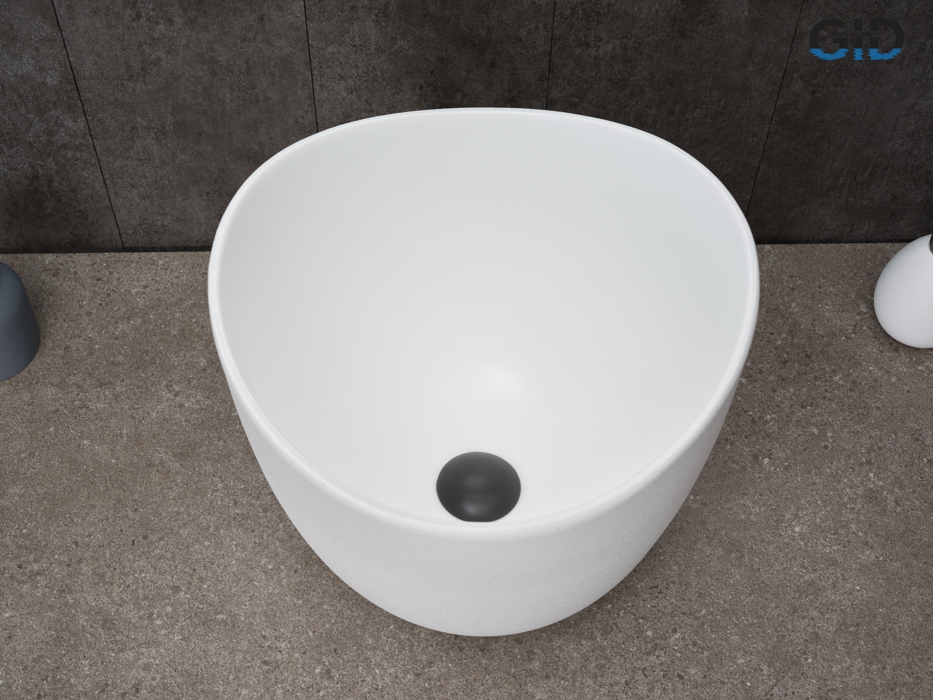Раковина Gid N9303wg 51221 накладная белый матовый / белый графит 36x36x32