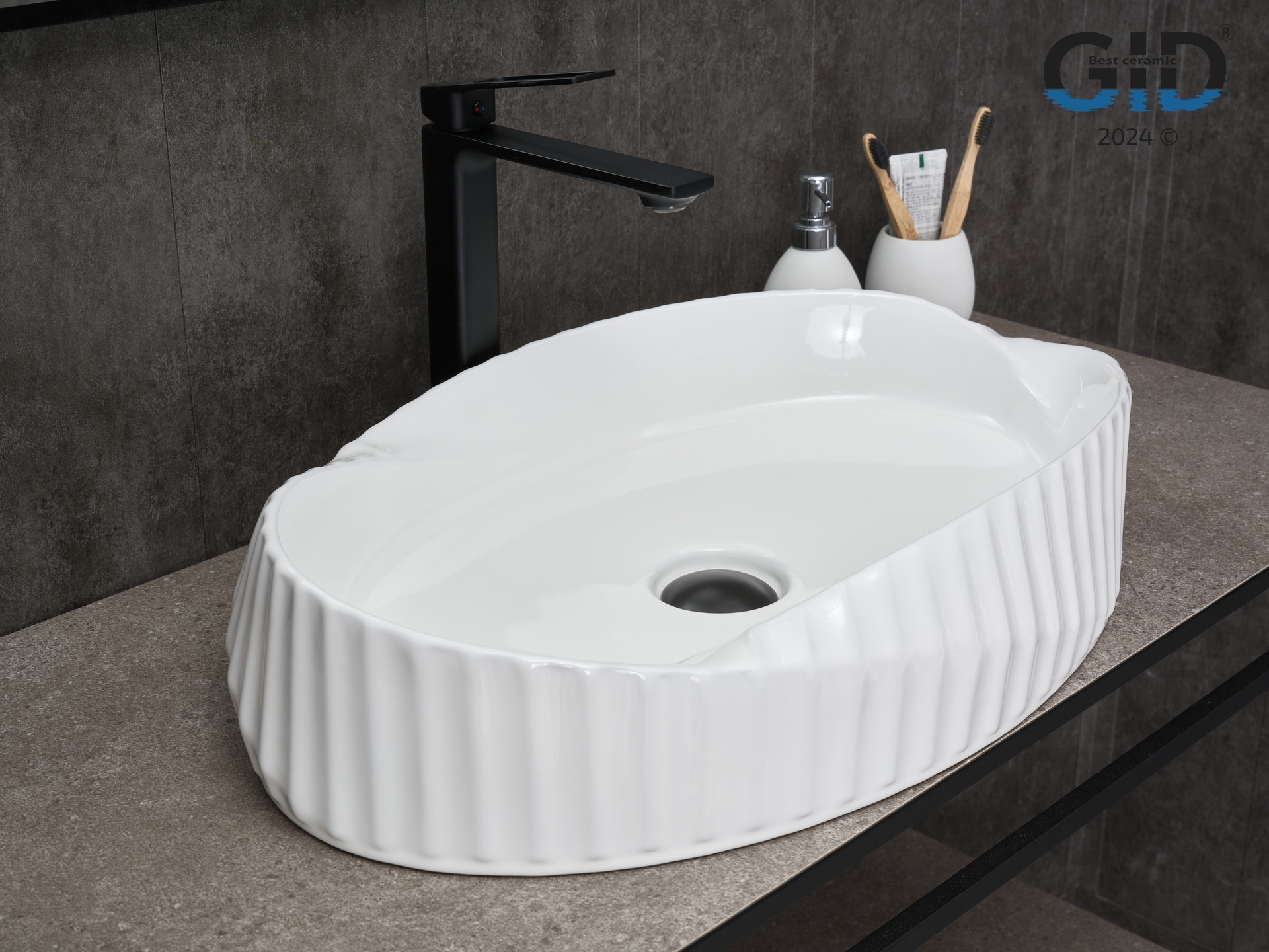 Раковина Gid 888s 51223 накладная белая 60x38.5x13.5