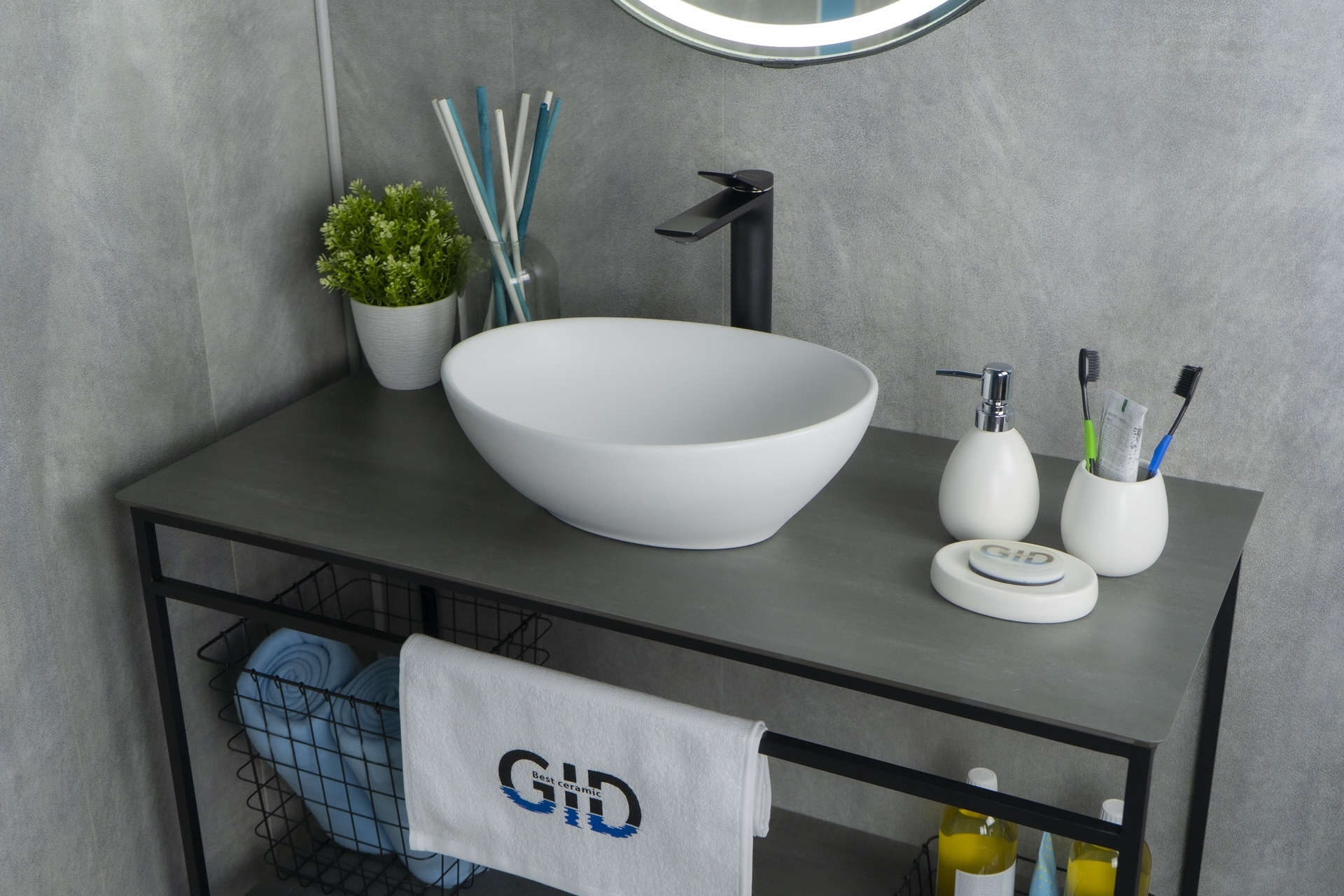 Раковина Gid N900 51164 накладная белый матовый 41x34x15