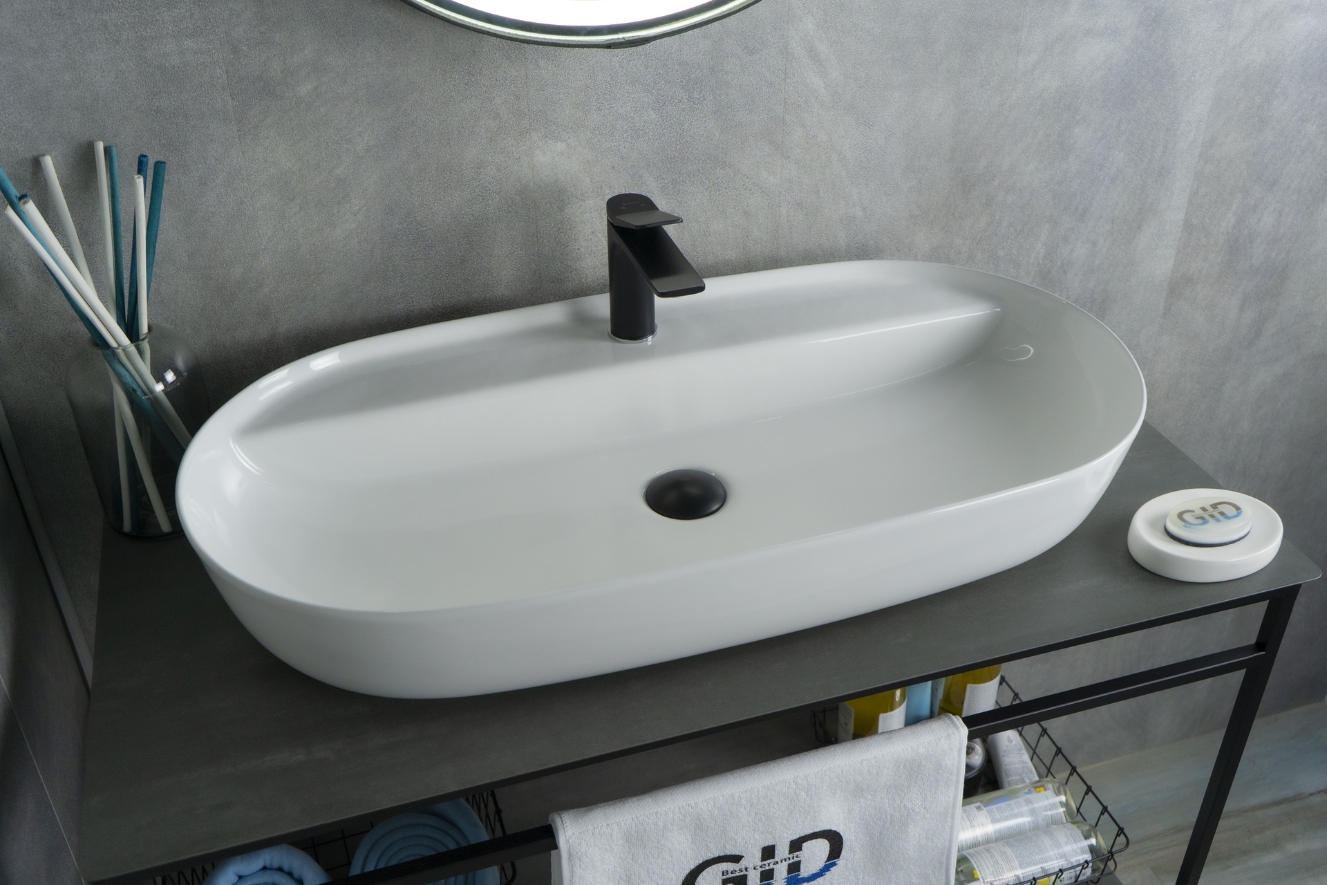 Раковина Gid N9347 51190 накладная белая 81x41x14