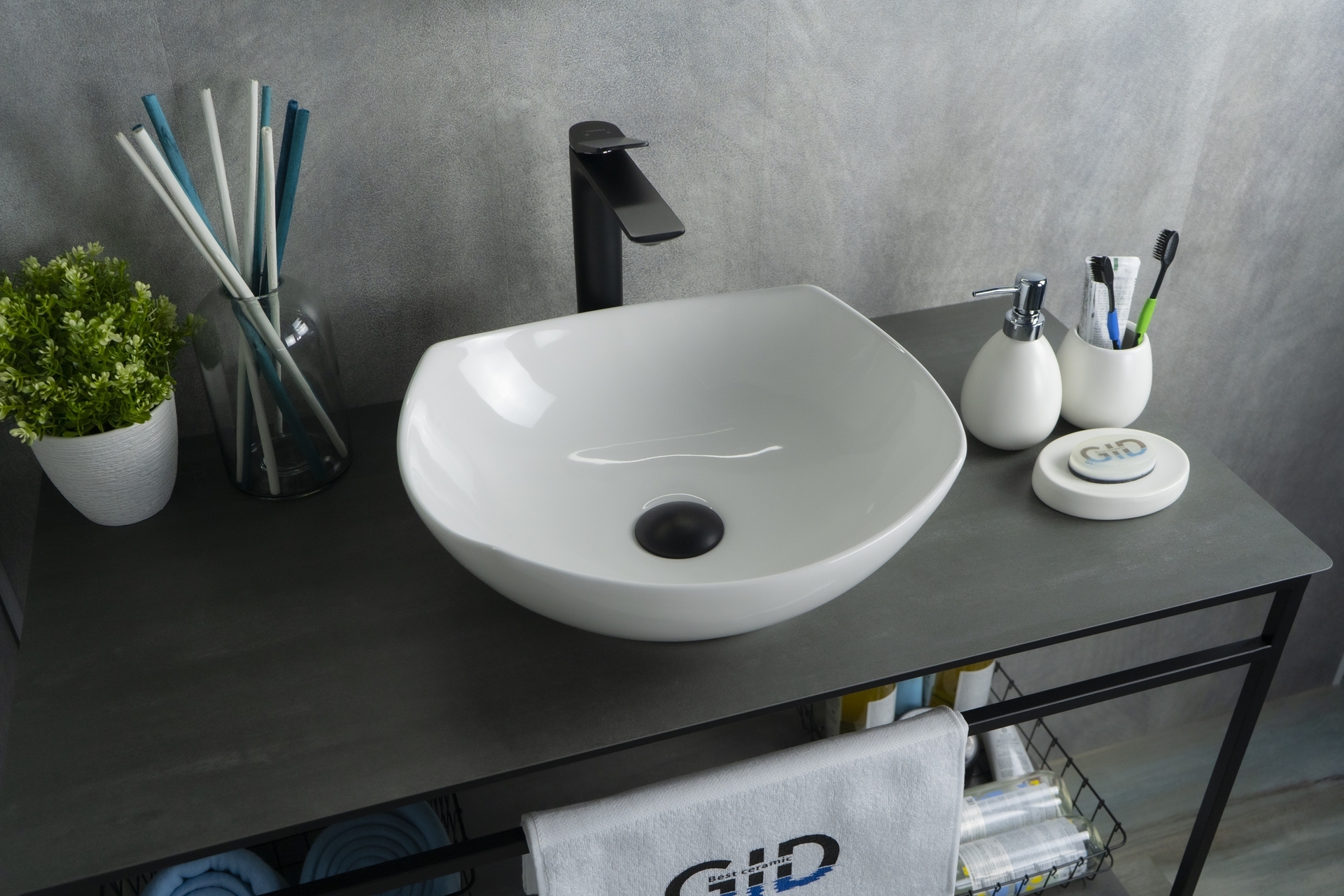 Раковина Gid N9412 51191 накладная белая 41.5x38x14