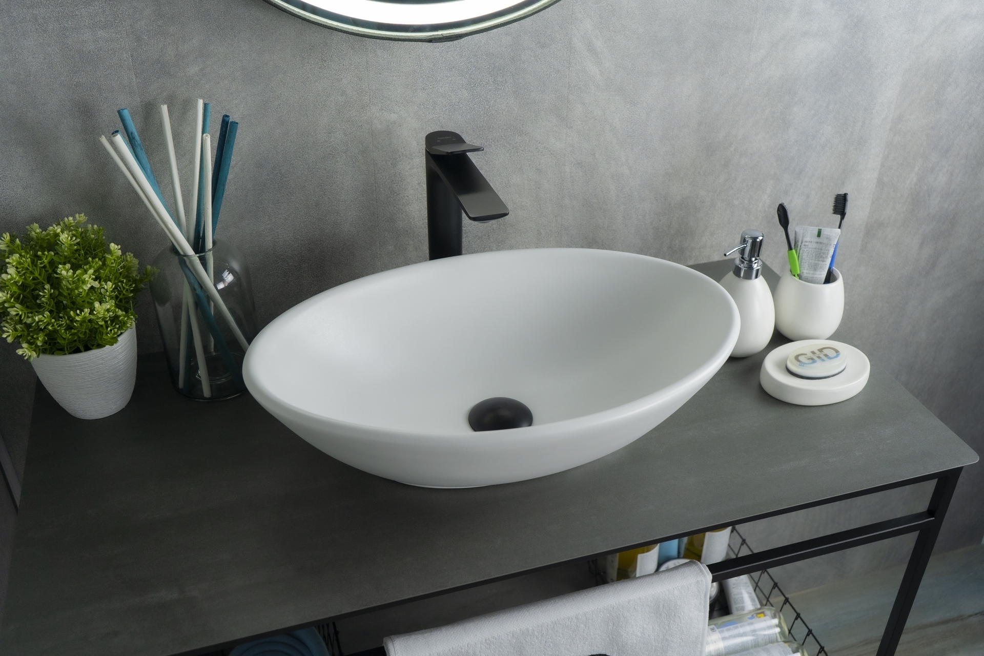 Раковина Gid Wm9021 51193 накладная белый матовый 52x32x14