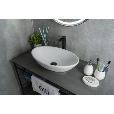 Раковина Gid Wm9021 51193 накладная белый матовый 52x32x14