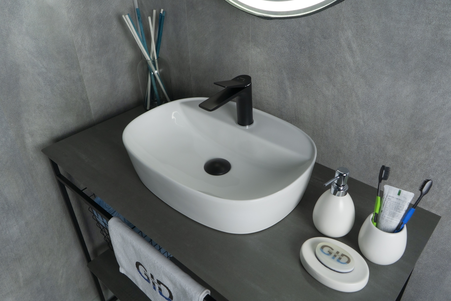 Раковина Gid N9045 51166 накладная белая 50x38x12