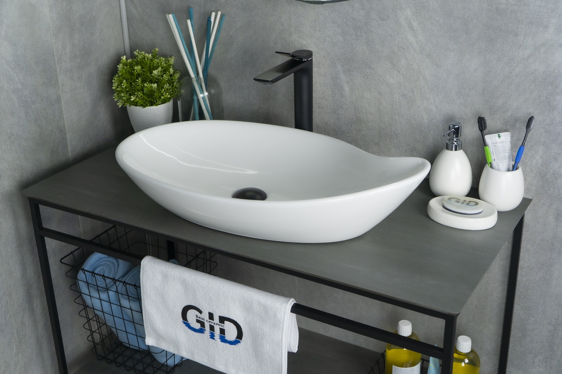 Раковина Gid N9052 51116 накладная белая 65x38x14