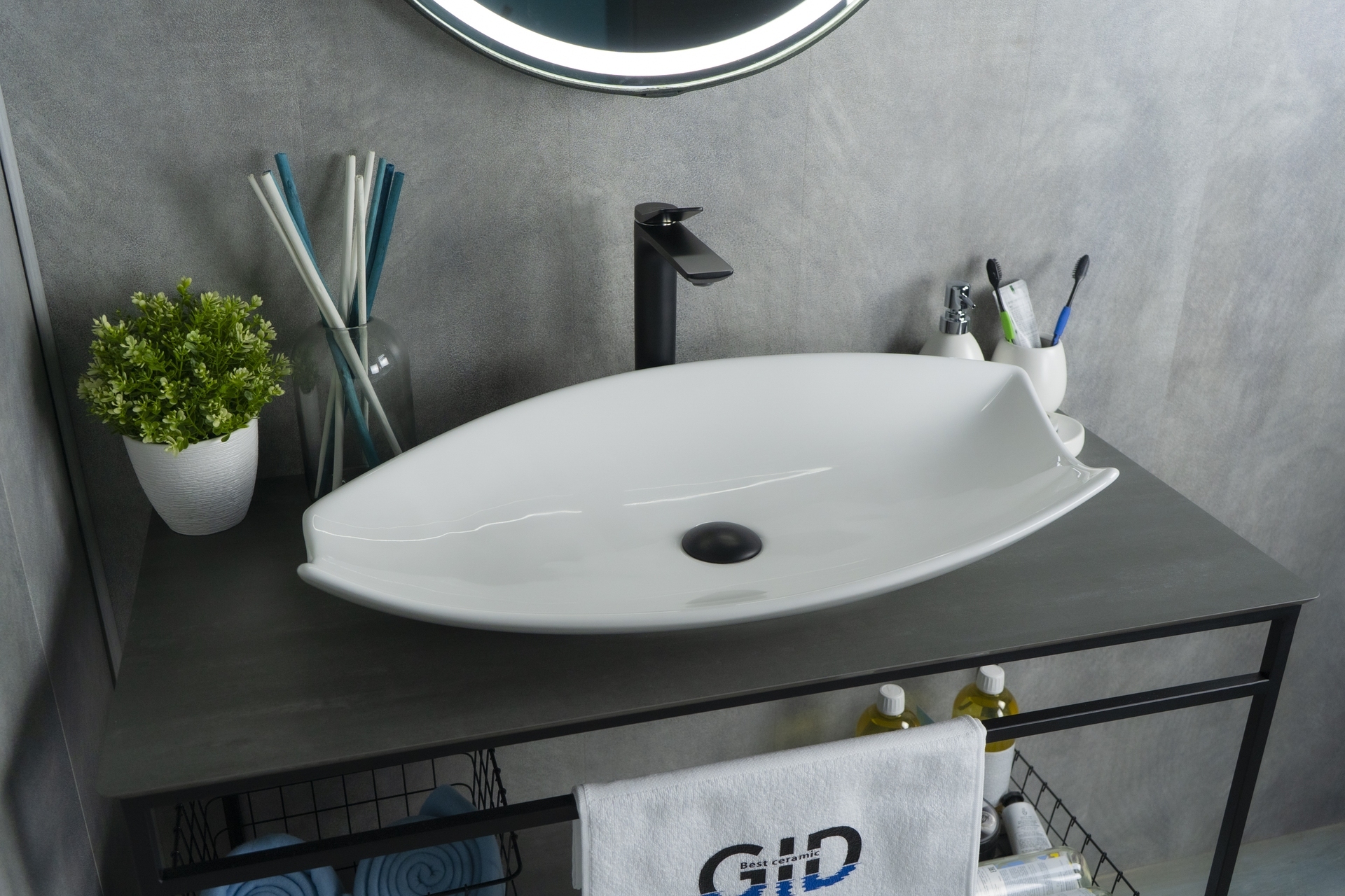 Раковина Gid N9178 51171 накладная белая 74x38x13