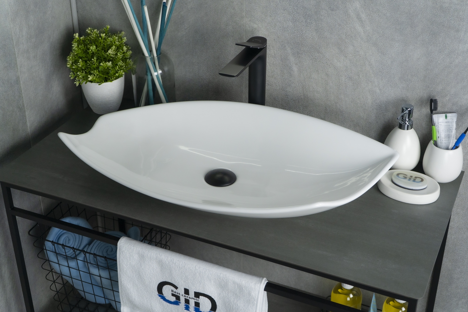 Раковина Gid N9178 51171 накладная белая 74x38x13