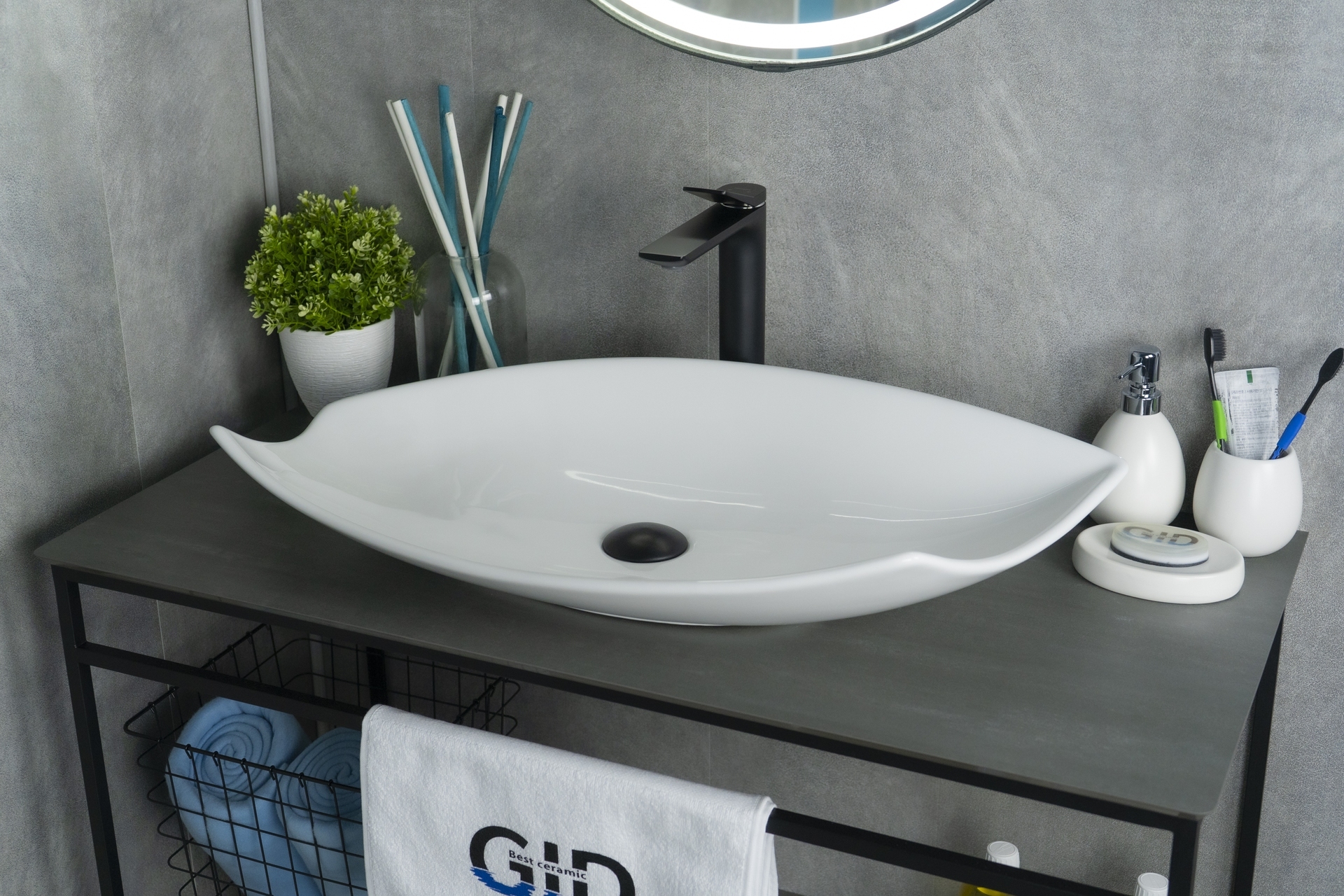 Раковина Gid N9178 51171 накладная белая 74x38x13