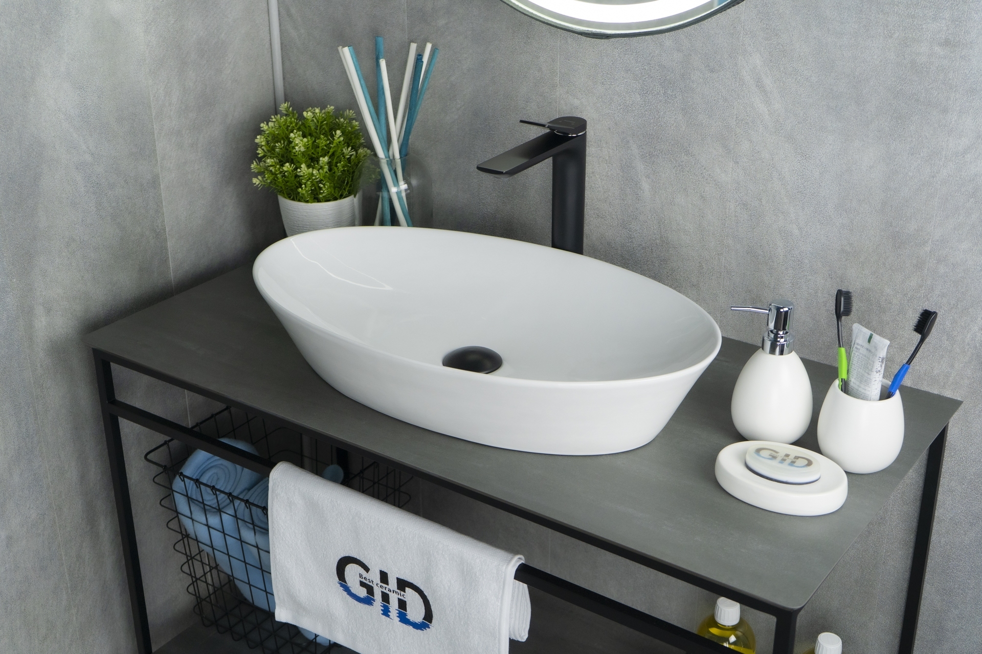 Раковина Gid N9397 51141 накладная белая 61x37x12