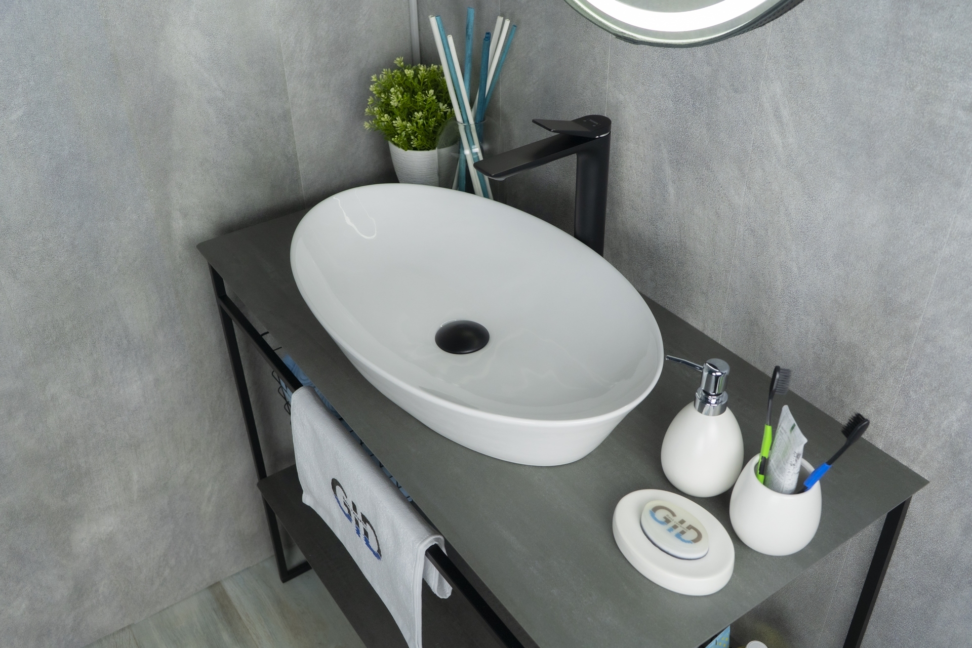Раковина Gid N9397 51141 накладная белая 61x37x12