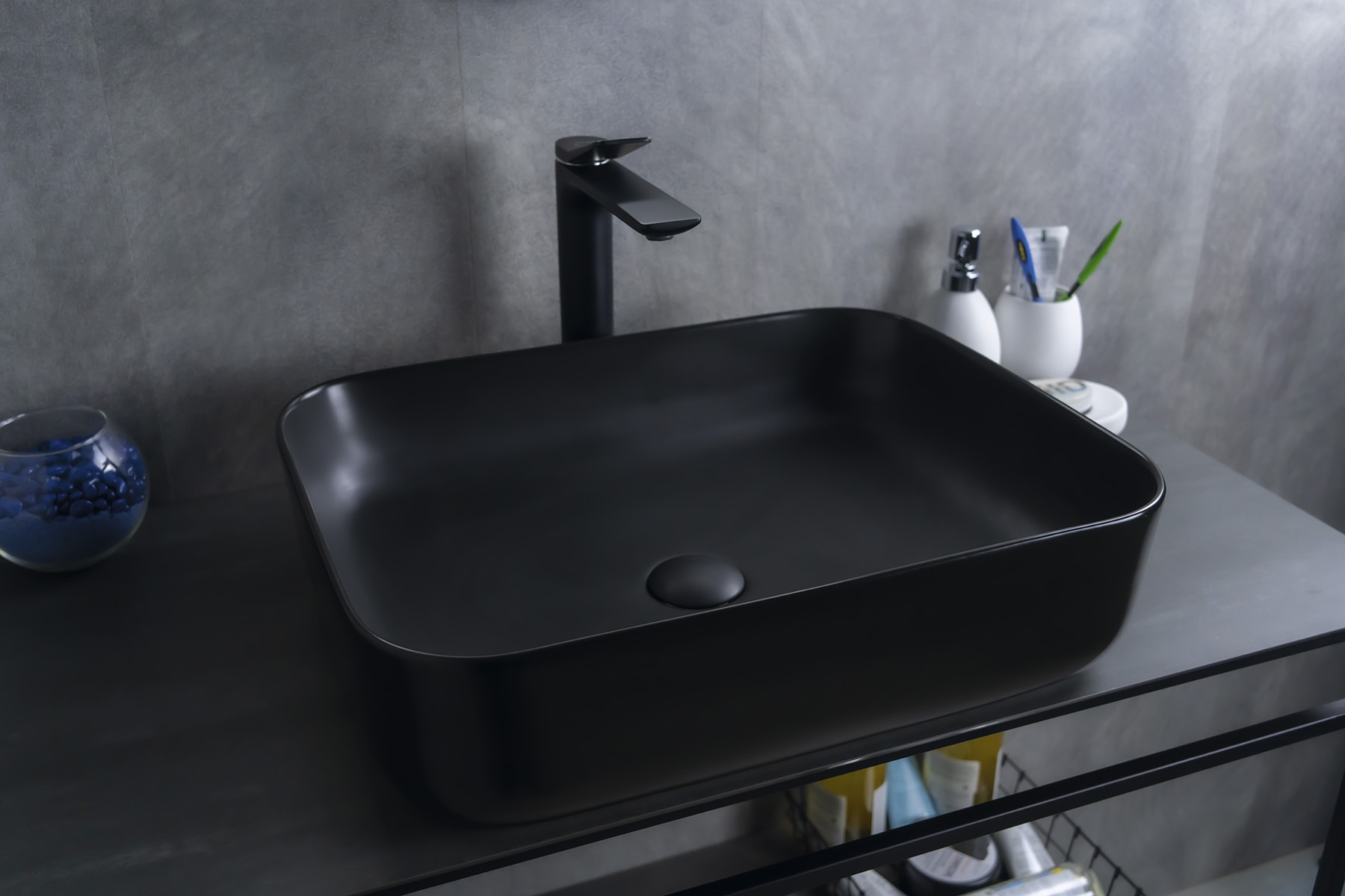 Раковина Gid Bm1304 53350 накладная черная матовая 50x39x13