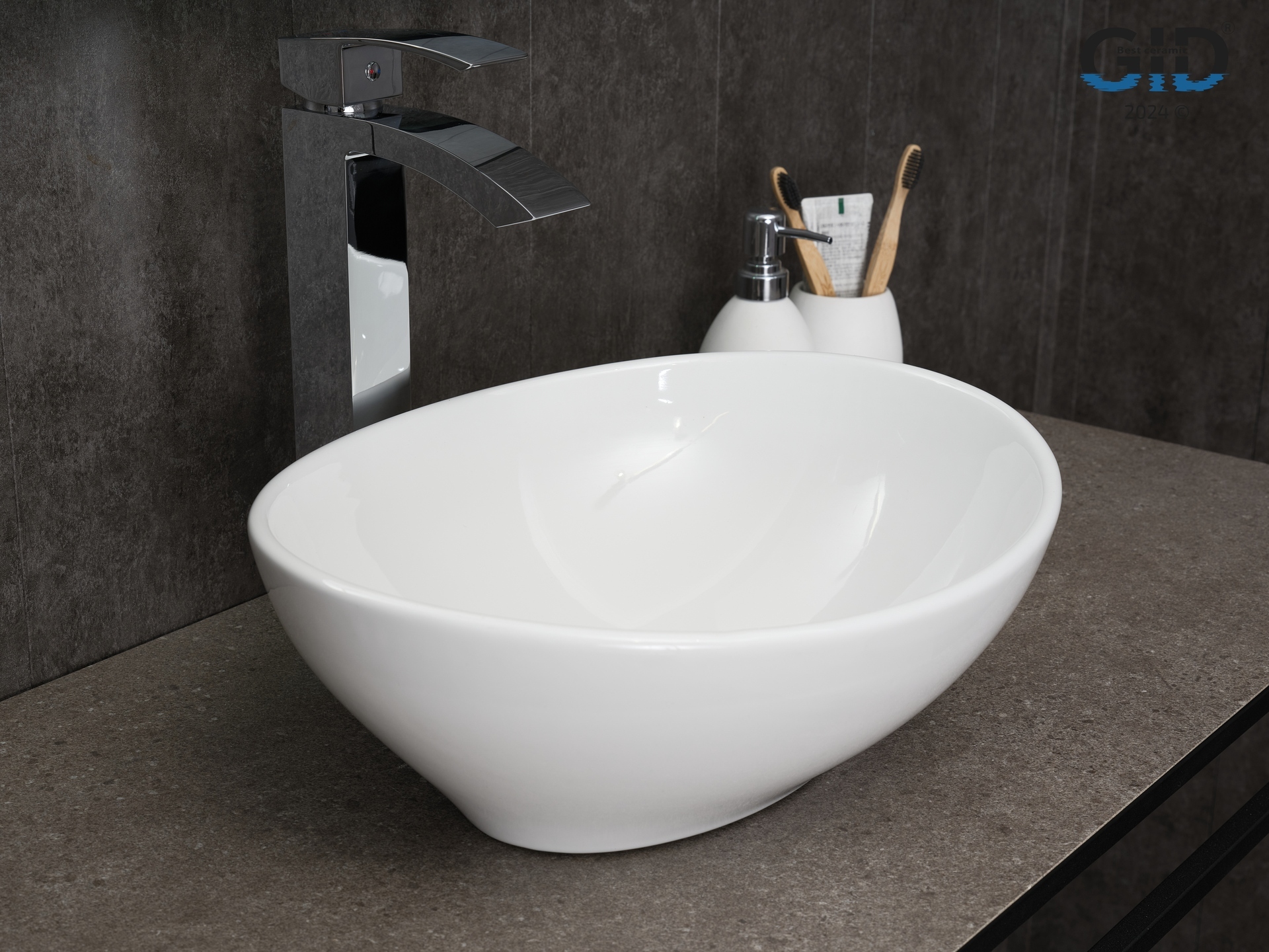 Раковина Gid N9138 51178 накладная белая 41x34x15