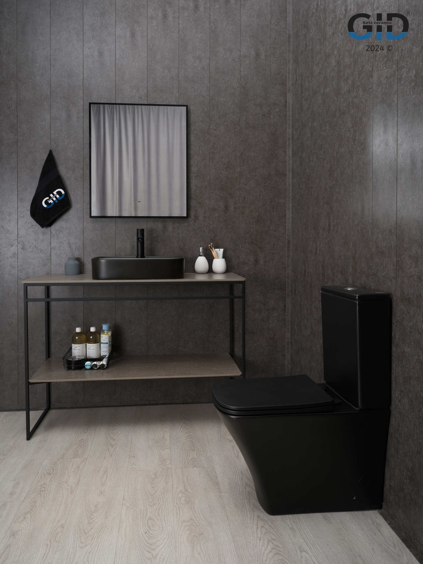 Раковина Gid Bm9550 53364 накладная черная матовая 50x40x11