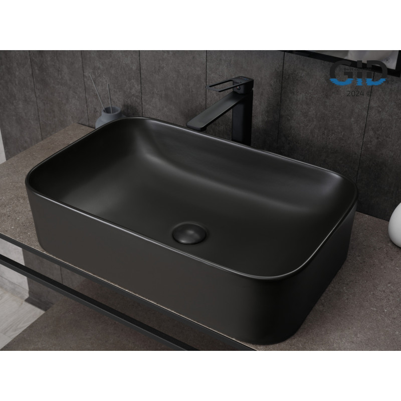 Раковина Gid Bm9599 53366 накладная черная матовая 61x38x15