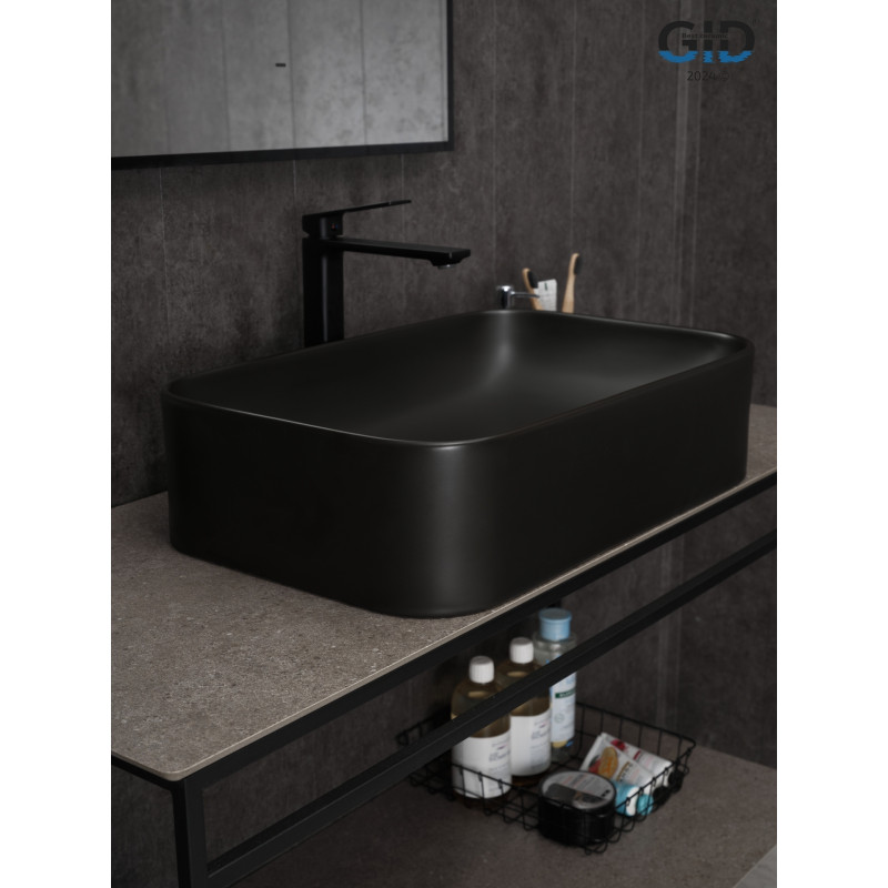 Раковина Gid Bm9599 53366 накладная черная матовая 61x38x15