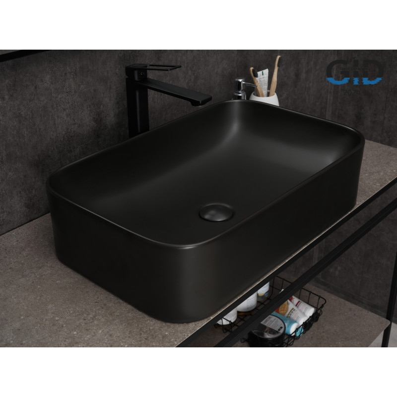 Раковина Gid Bm9599 53366 накладная черная матовая 61x38x15
