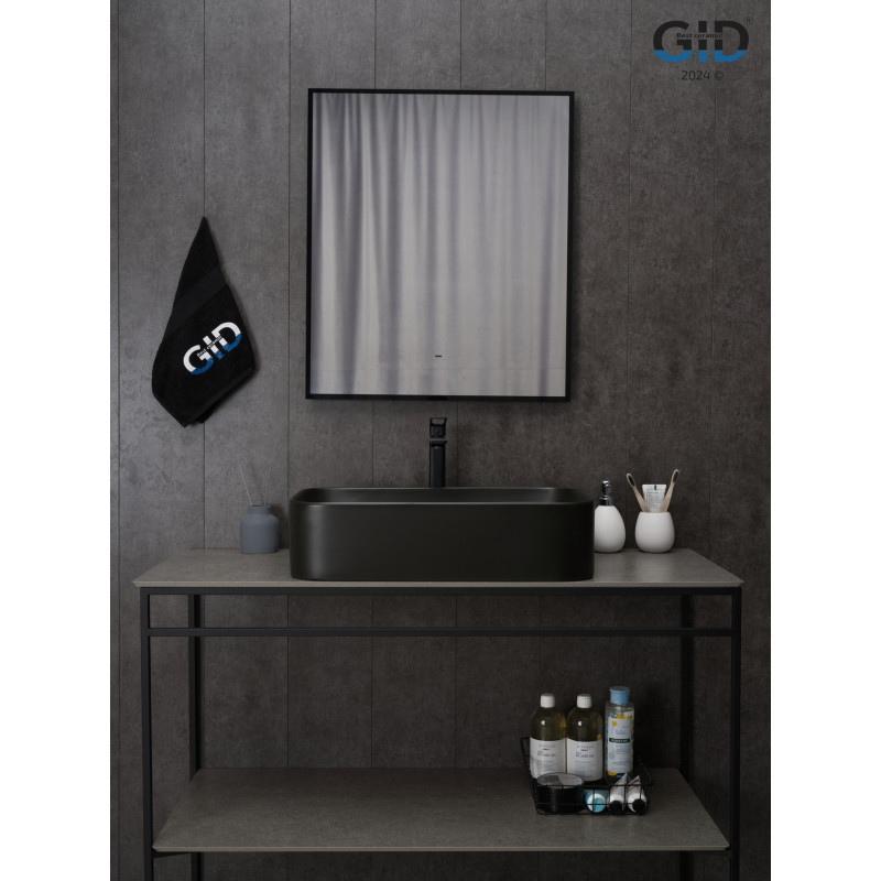 Раковина Gid Bm9599 53366 накладная черная матовая 61x38x15