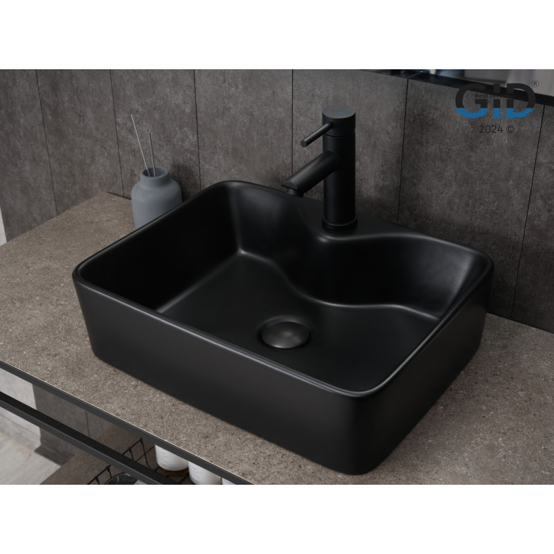 Раковина Gid Bm9091 53373 накладная черная матовая 48x37x13