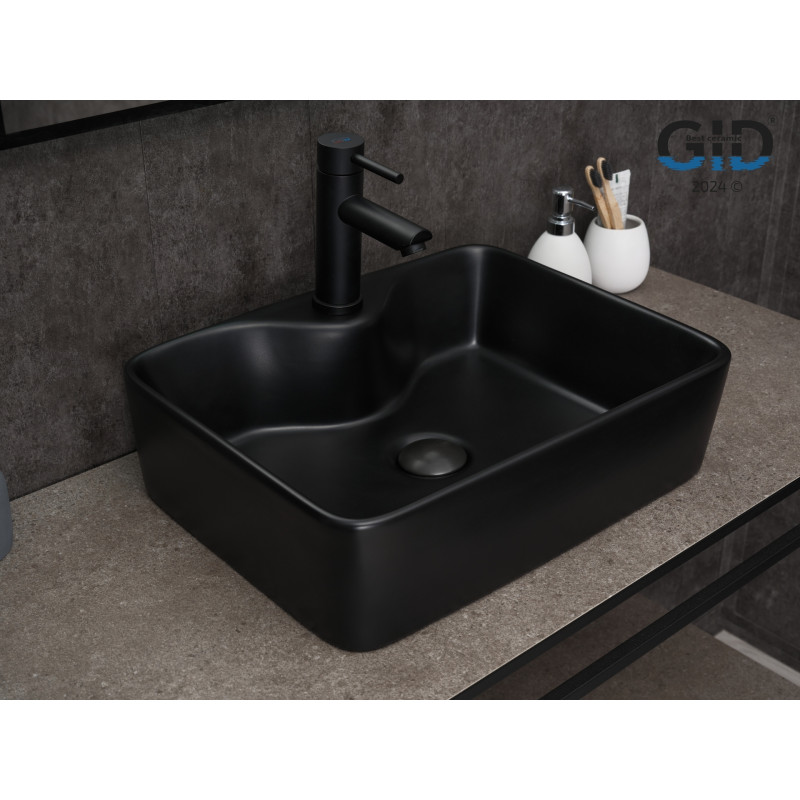 Раковина Gid Bm9091 53373 накладная черная матовая 48x37x13
