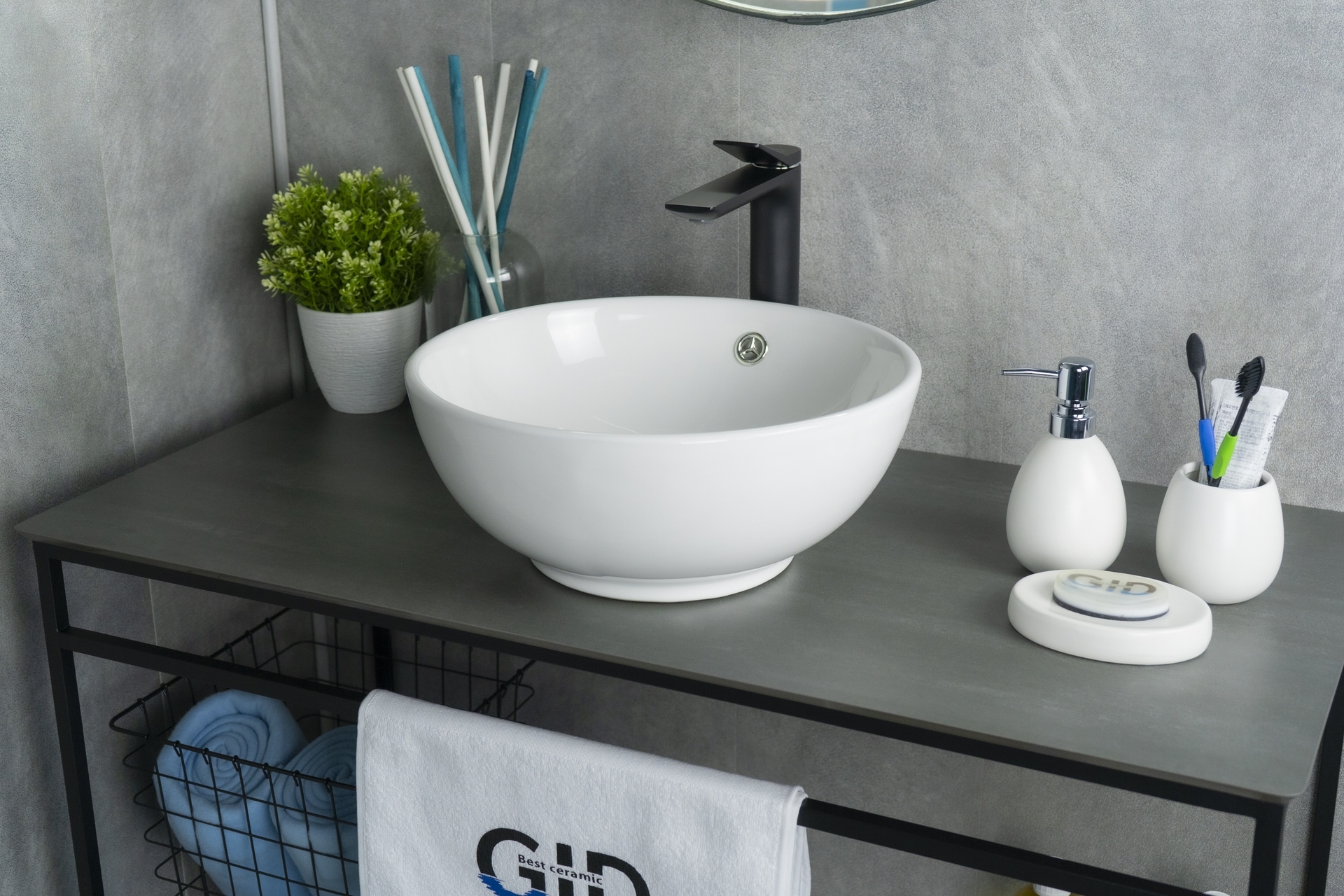 Раковина Gid N9002 51102 накладная белая 38.5x38.5x15