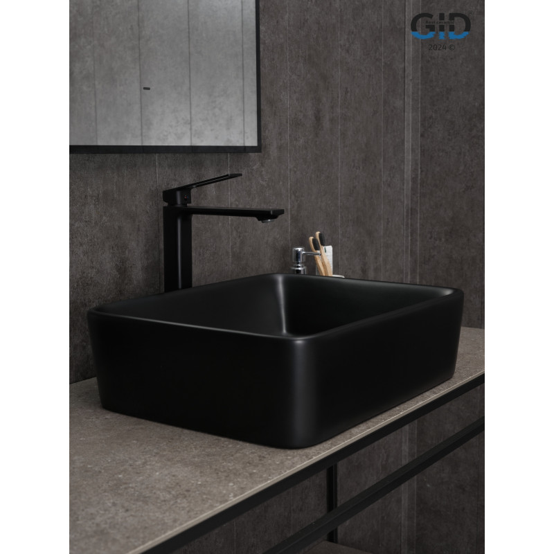 Раковина Gid Bm9103 53374 накладная черная матовая 48x37x13