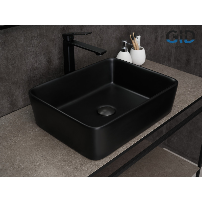 Раковина Gid Bm9103 53374 накладная черная матовая 48x37x13