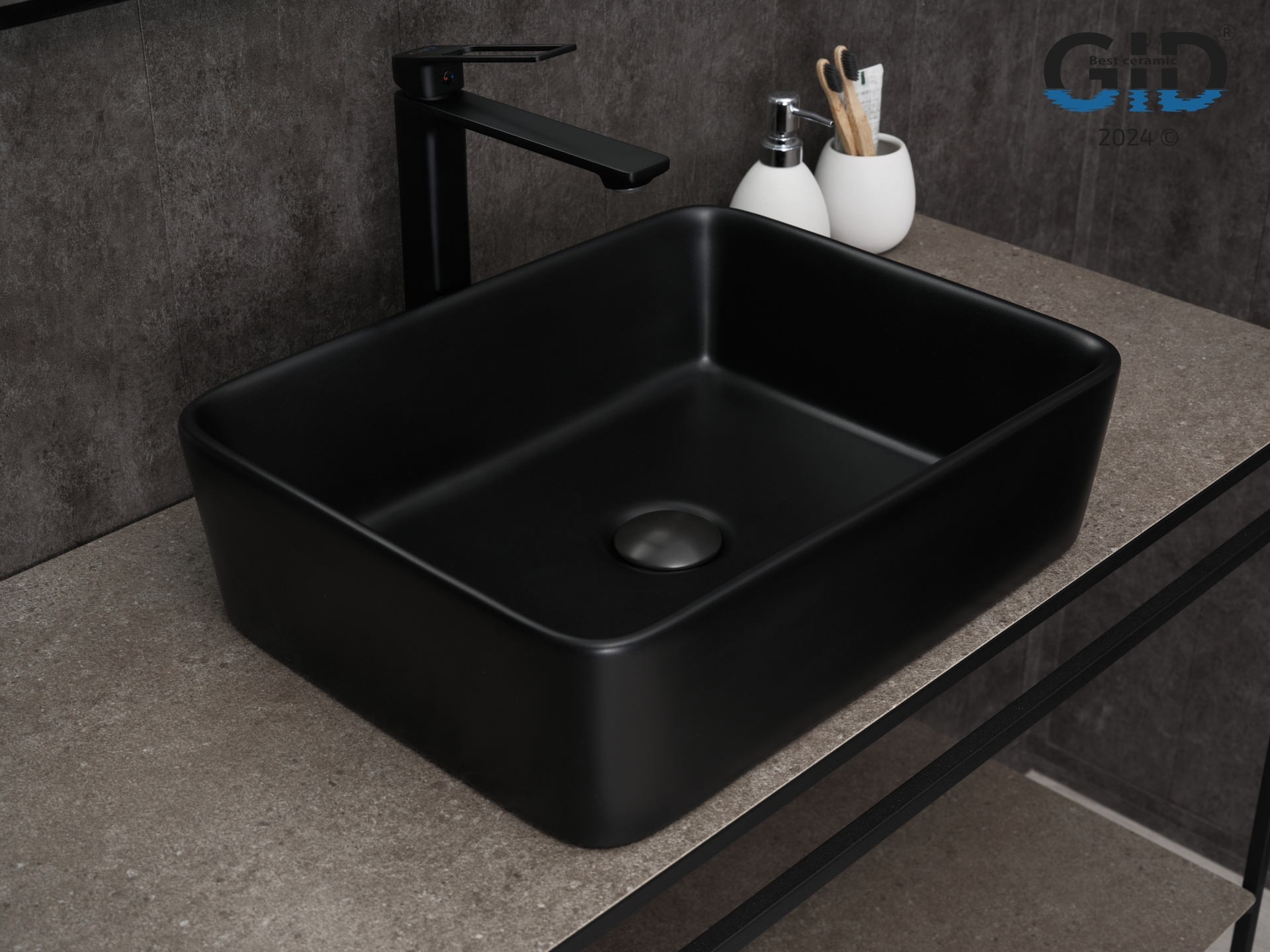Раковина Gid Bm9103 53374 накладная черная матовая 48x37x13