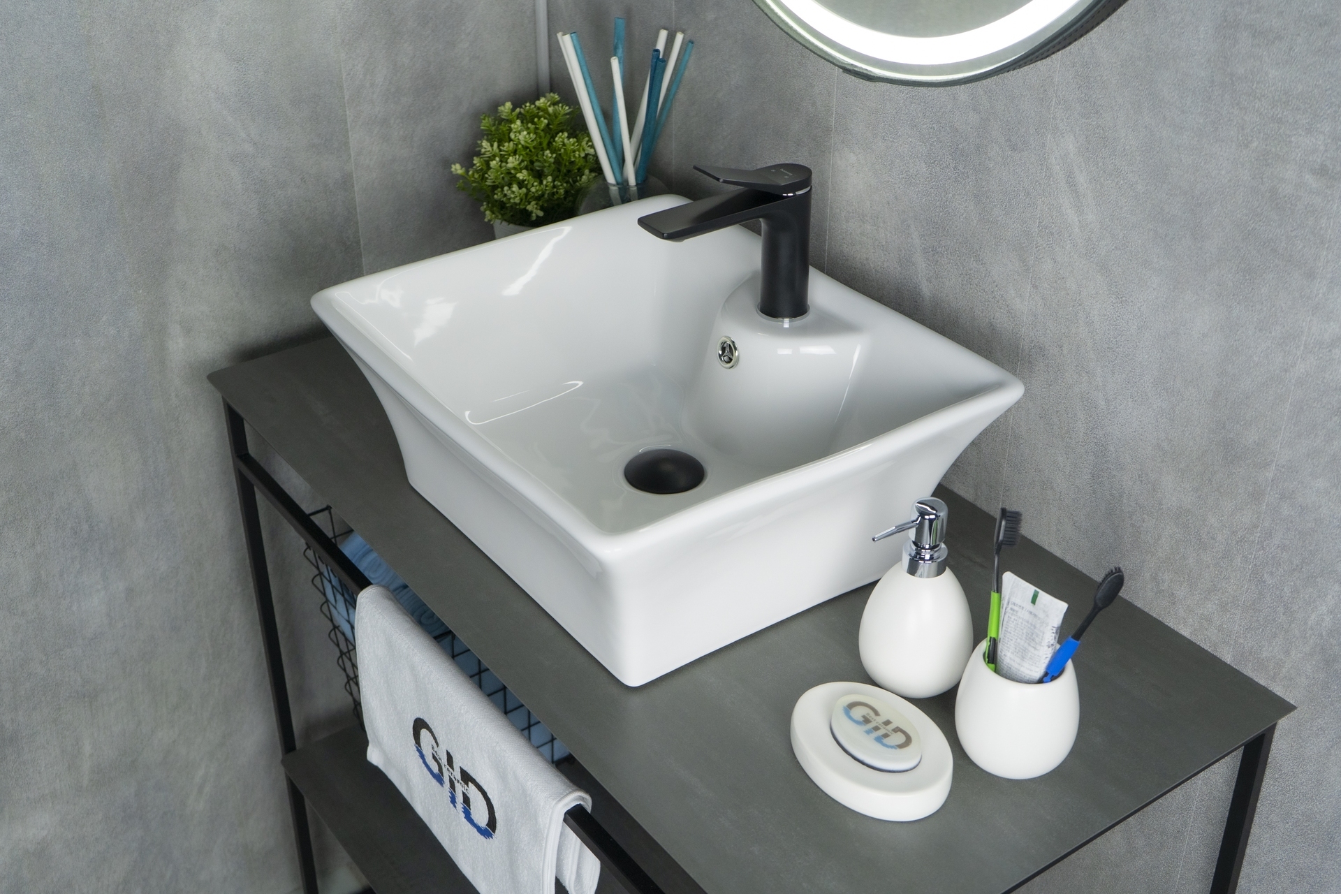 Раковина Gid N9108 51121 накладная белая 49x41x19