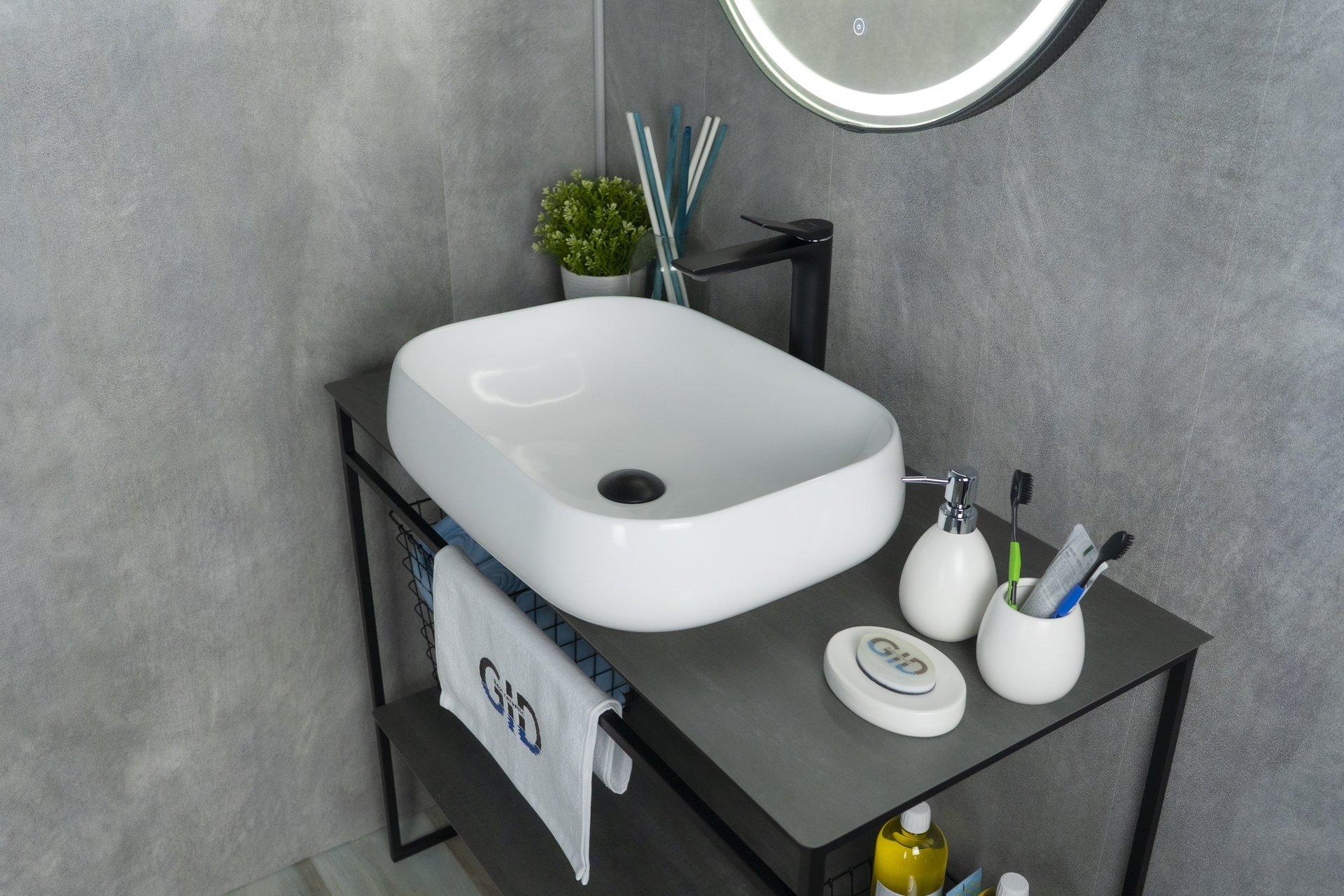 Раковина Gid N9243 51135 накладная белая 56x42x14