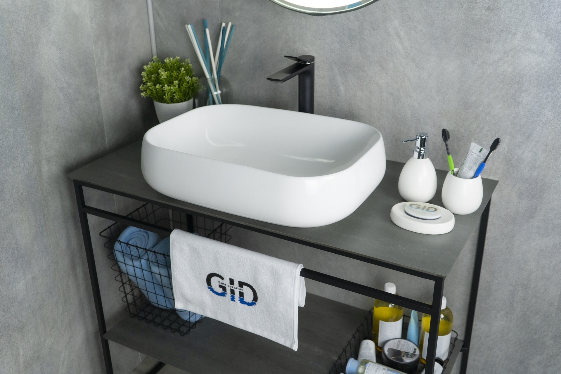 Раковина Gid N9243 51135 накладная белая 56x42x14