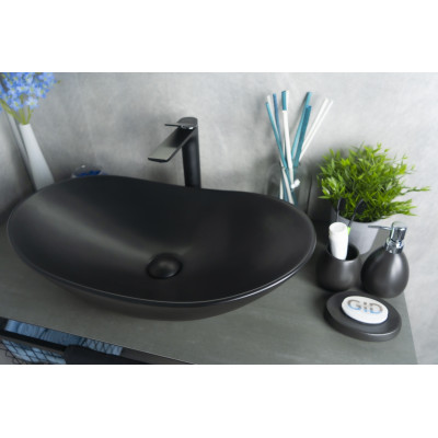 Раковина Gid Bm9811 53337 накладная черная матовая 61x37x15