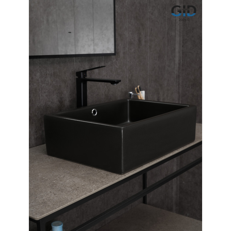 Раковина Gid N9129bg 53381 накладная черная графит 50x38x14.5
