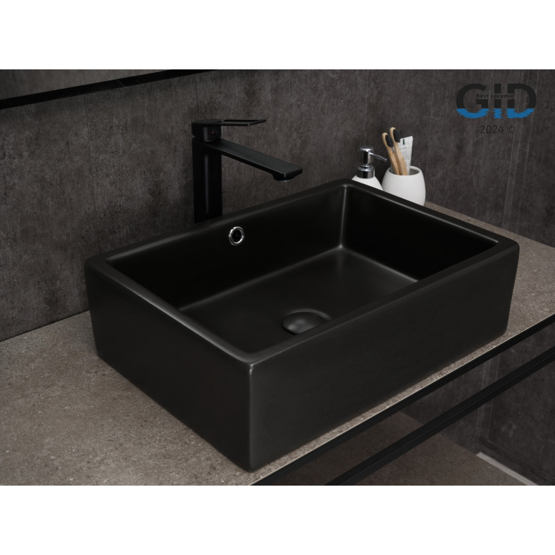Раковина Gid N9129bg 53381 накладная черная графит 50x38x14.5