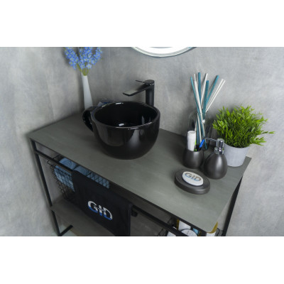 Раковина Gid Nc9077 52230 накладная черная глянцевая 40x30x18