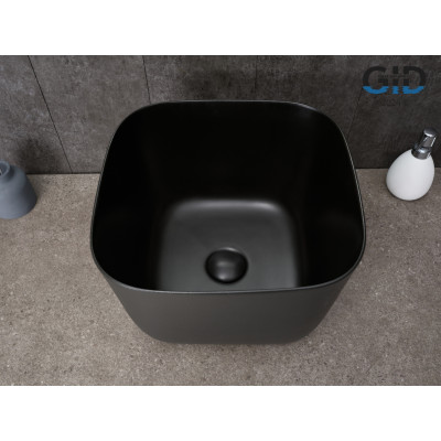 Раковина Gid N9301bg 53356 накладная черная графит 36x36x25.5