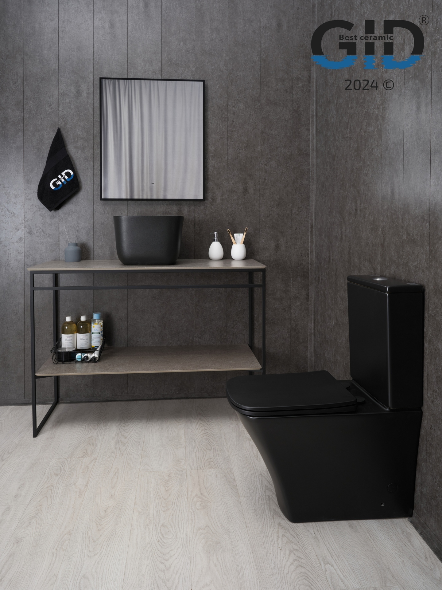 Раковина Gid N9301bg 53356 накладная черная графит 36x36x25.5