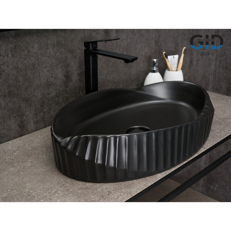 Раковина Gid Bm888 53358 накладная черная матовая 60x38.5x13.5
